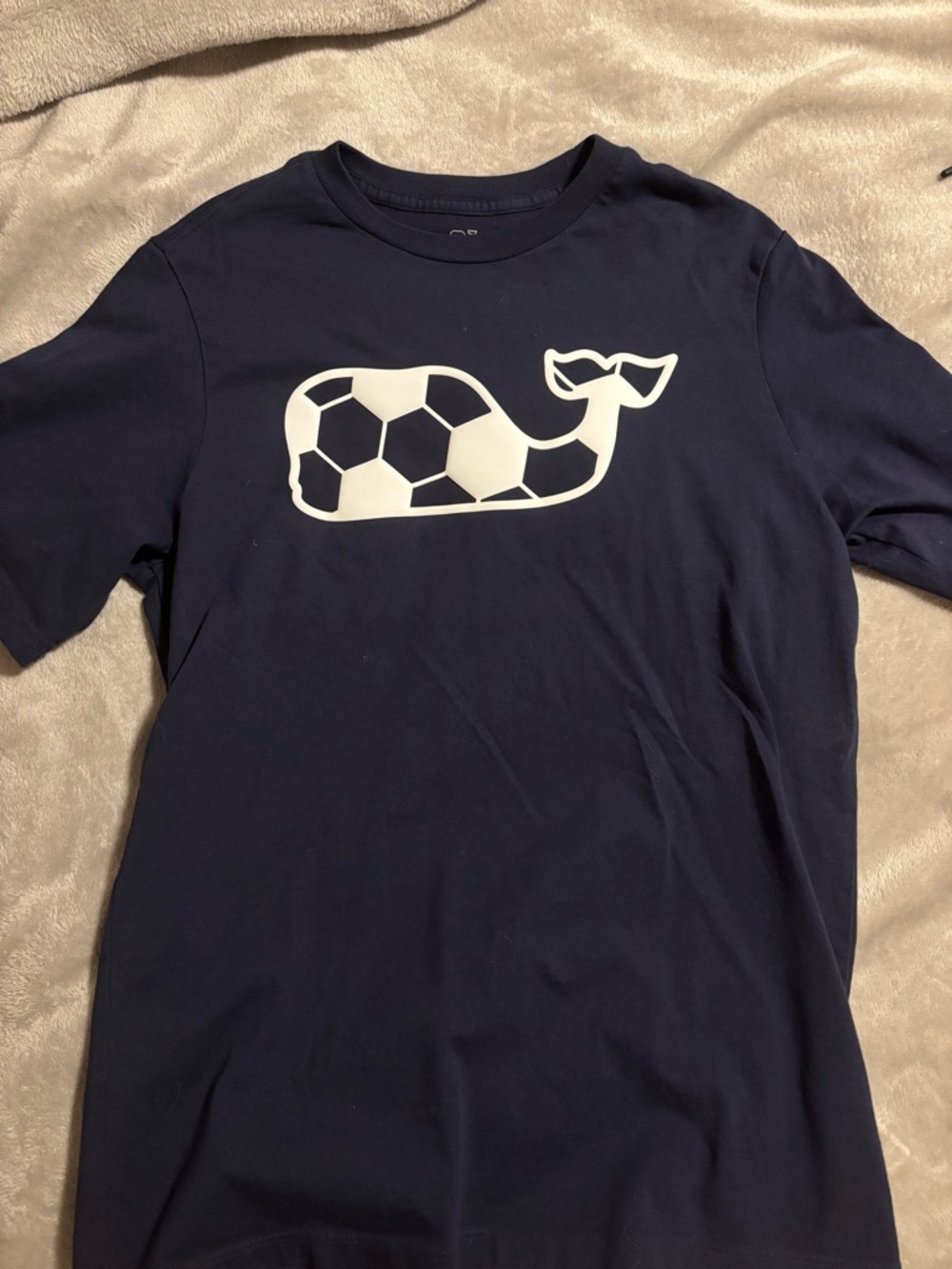 Vineyard Vines Navy Tee with White Whale Soccer Graphic